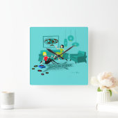 Retro Girls'  Night In Acrylic Wall Clock Quadratische Wanduhr (Zuhause)