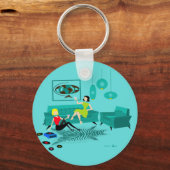 Retro Girls' Night in Button Schlüsselanhänger (Vorderseite)