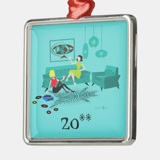 Retro Girl's Night in Christmas Ornament (Links)
