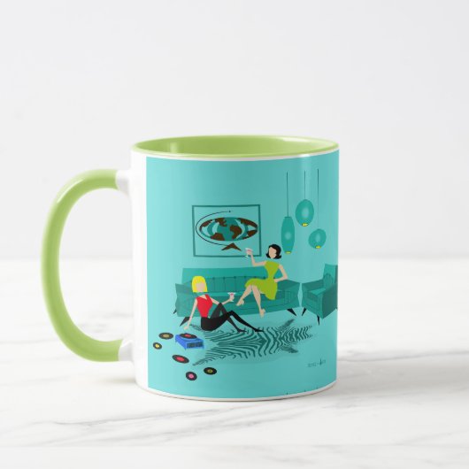 Retro Girl's Night in Coffee Tasse (Links)