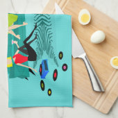 Retro Girls' Night in Disc Totuch Geschirrtuch (Viertel Falte)