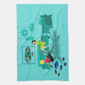 Retro Girls' Night in Disc Totuch Geschirrtuch (Vertikal)