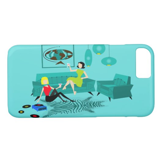 Retro Girl's Night in iPhone Case (Rückseite (Horizontal))