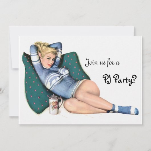 Retro Girl's Night in Sleepover Slumber PJ Party Einladung (Vorderseite)
