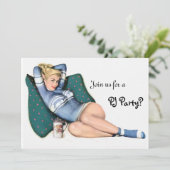 Retro Girl's Night in Sleepover Slumber PJ Party Einladung (Stehend Vorderseite)