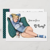 Retro Girl's Night in Sleepover Slumber PJ Party Einladung (Vorne/Hinten)