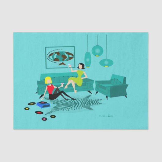 Retro Girl's Night-in-Tissue Seidenpapier (Vorderseite)