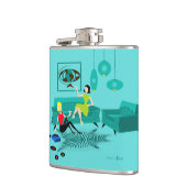 Retro Girl's Night in Vinyl Wrapped Flask Flachmann (Links)
