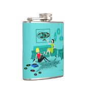 Retro Girl's Night in Vinyl Wrapped Flask Flachmann (Rechts)