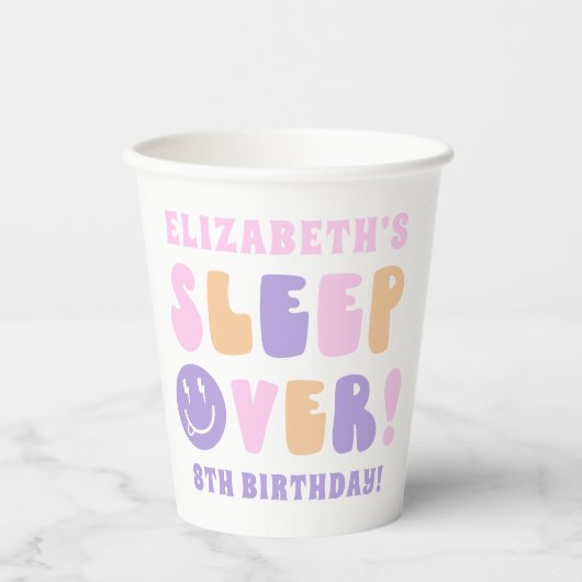 Retro Girls schlafen über Party Pappbecher (Vorderseite)