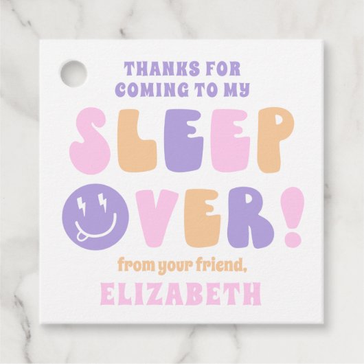 Retro Girls Sleep Over Party Geschenkanhänger (Vorderseite)