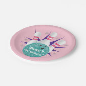 Retro Girls Tenpin Bowling Party Pappteller (Schrägansicht)