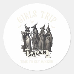 Retro Girls Trip Salem 1692 sie vermissten eine He Runder Aufkleber