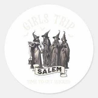 Retro Girls Trip Salem 1692 sie vermissten eine He Runder Aufkleber