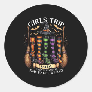 Retro Girls Trip Salem Time zu Salem 1692 Hall Runder Aufkleber