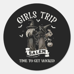 Retro Girls Trip Salem Zeit zu holen Hexenhal Runder Aufkleber