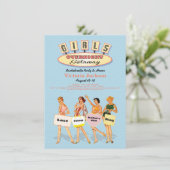 Retro Girls Unterkunft Einladung (Stehend Vorderseite)