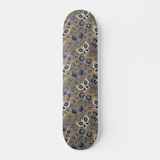 Retro Girly Blue Butterfly Musterskateboard Skateboard (Vorne)