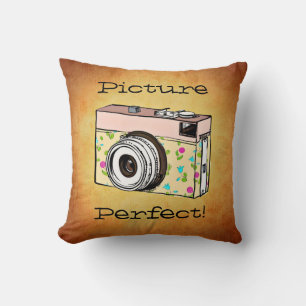 Retro Girly Camera Fotograf Square Kissen