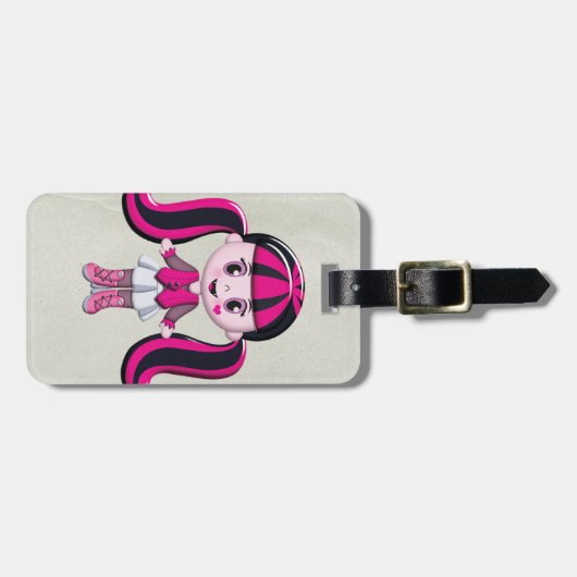 Retro Girly Monster-Vampirs-Mädchen Gepäckanhänger (Vorderseite horizontal)