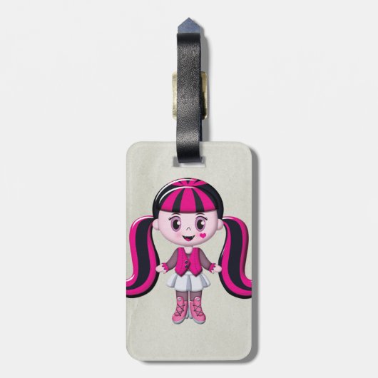 Retro Girly Monster-Vampirs-Mädchen Gepäckanhänger (Rückseite vertikal)