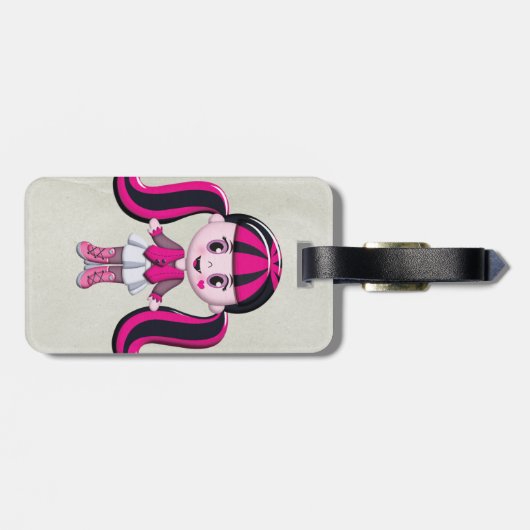 Retro Girly Monster-Vampirs-Mädchen Gepäckanhänger (Rückseite horizontal)