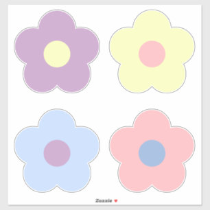 Retro Girly Niedlich Pastel Cartoon Blume Aufkleber