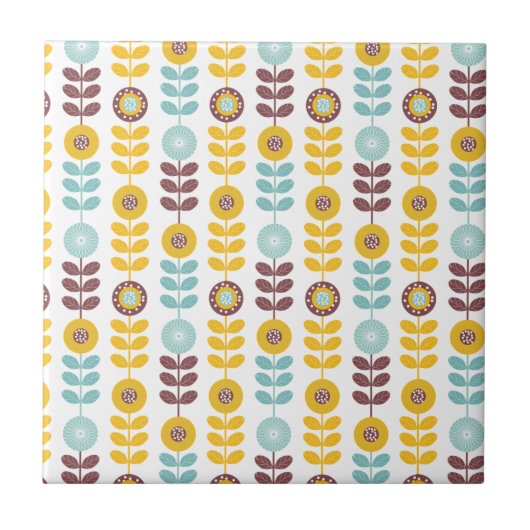 Retro girly orange aquamarines abstrct fliese (Vorderseite)