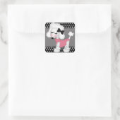Retro Girly Paris Poodle Dog Quadratischer Aufkleber (Tasche)