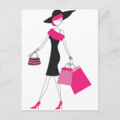 Retro Girly Paris Shopping Postkarte (Vorderseite)