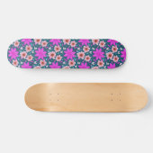 Retro Girly Pink Blumenmuster Skateboard (Horizontal)