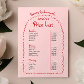 Retro Girly Pink & Red Hand Drawn Boho Preisliste