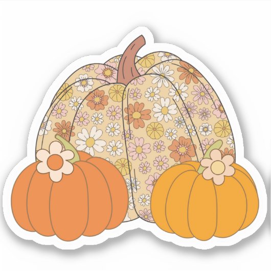 Retro, Girly Pumpkins Sticker (Vorderseite)