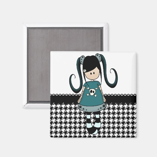Retro Girly Rag Doll Magnet (Vorderseite/Rückseite)