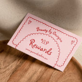 Retro Girly Red Pink Hand Drawn Whimsical Boho Treuekarte