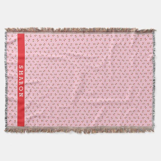 Retro girly rosa Kirsche kopiert Monogramm Decke (Vorderseite)