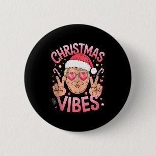 Retro Girly Trump Weihnachts Stimmung Santa Pink S Button