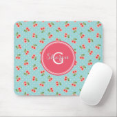 Retro girly Türkiskirsche kopiert Monogramm Mousepad (Mit Mouse)