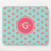 Retro girly Türkiskirsche kopiert Monogramm
