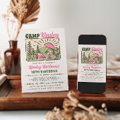 Retro Girly Weekend Camp Birthday Invitation Einladung