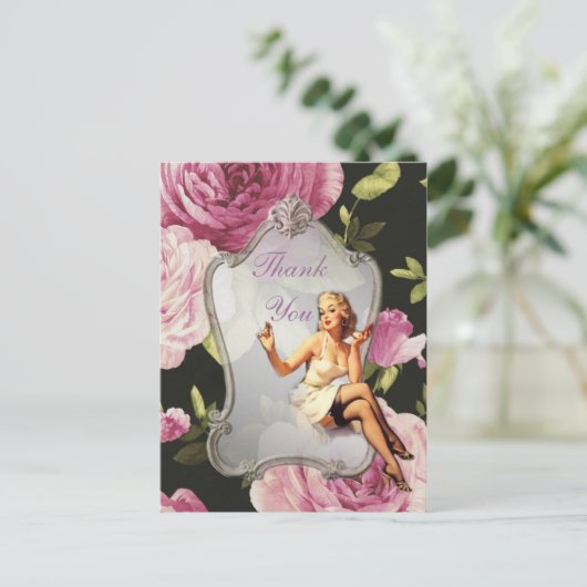 Retro Giro Brautparty Tea Party vielen Dank Postkarte (Stehend Vorderseite)