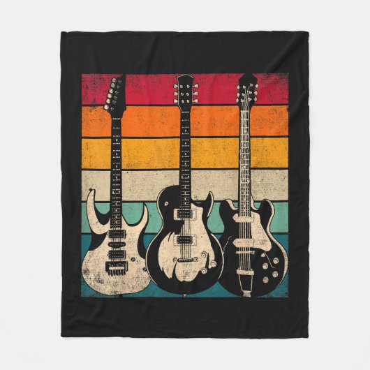 Retro Gitarre Fleecedecke (Vorderseite)