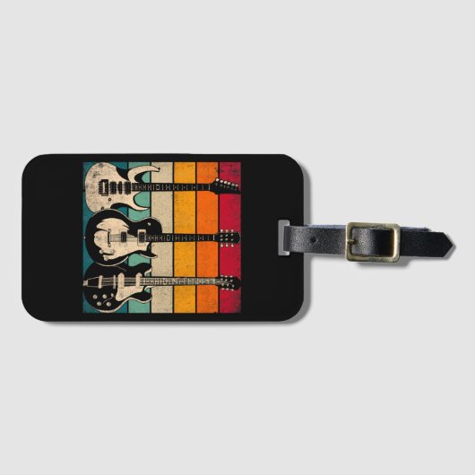 Retro Gitarre Gepäckanhänger (Vorderseite (Horizontal))