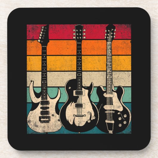 Retro Gitarre Getränkeuntersetzer (Vorderseite)