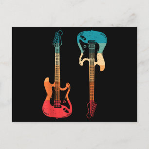 Retro Gitarre Gitarrist E-Bass Gitarre Rock M Feiertagspostkarte