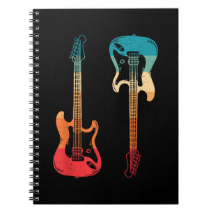 Retro Gitarre Gitarrist E-Bass Gitarre Rock M Notizblock
