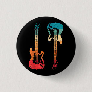 Retro Gitarre Gitarrist Electric Bass Gitarre Rock Button