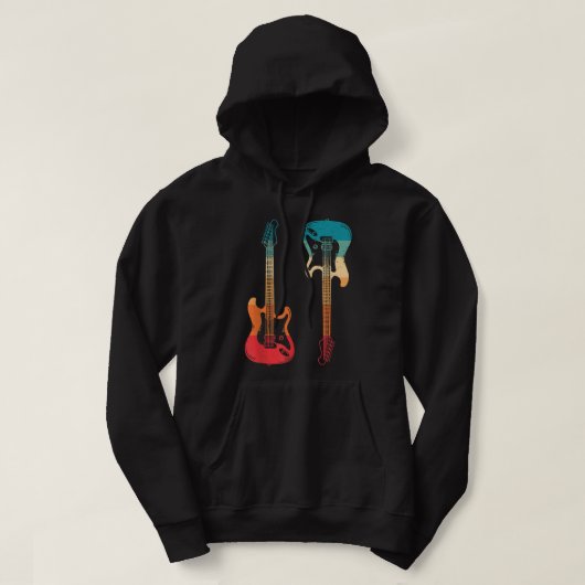 Retro Gitarre Gitarrist Electric Bass Gitarre Rock Hoodie (Design vorne)