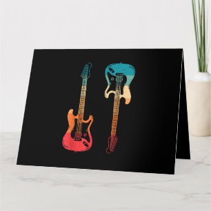 Retro Gitarre Gitarrist Electric Bass Gitarre Rock Karte