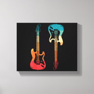 Retro Gitarre Gitarrist Electric Bass Gitarre Rock Leinwanddruck